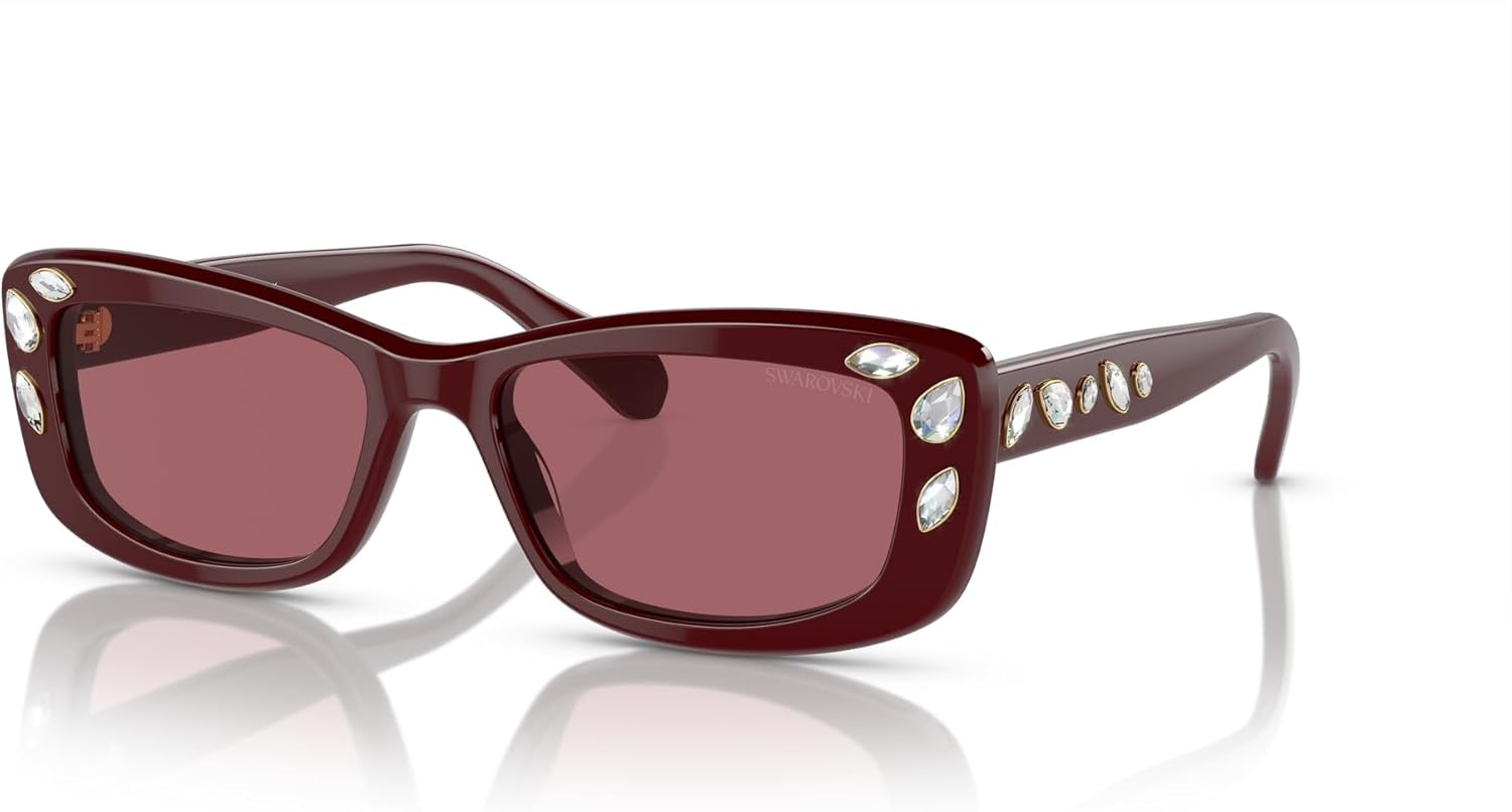 image:imageSwarovski Womens Sk6008 Square SunglassesBurgundyGreen