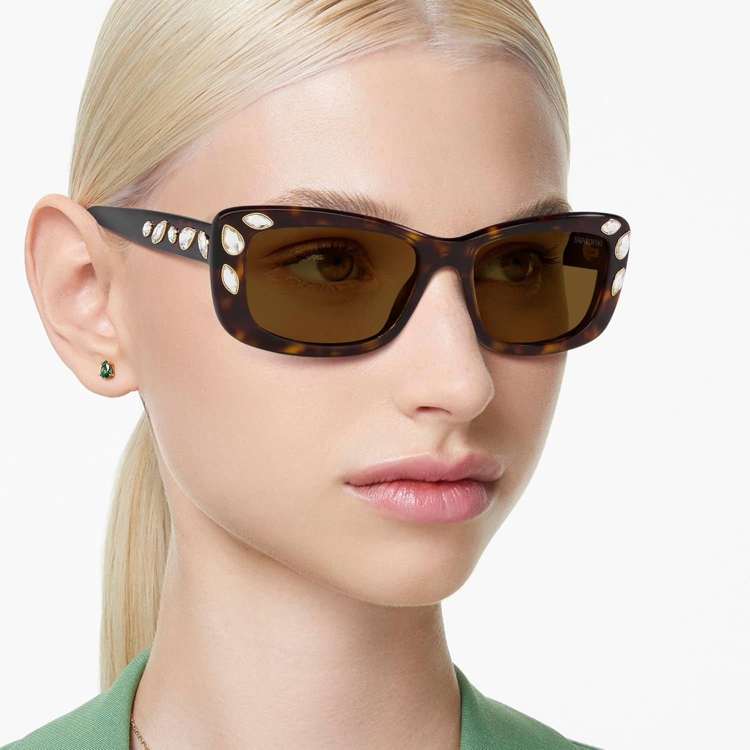 image:imageSwarovski Womens Sk6008 Square SunglassesDark HavanaBronze