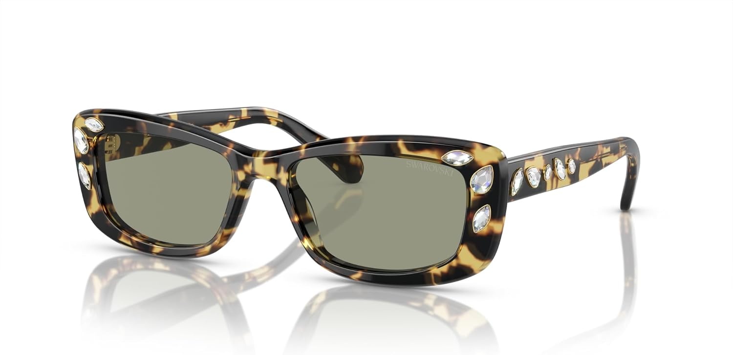 image:imageSwarovski Womens Sk6008 Square SunglassesMedium HavanaGreen