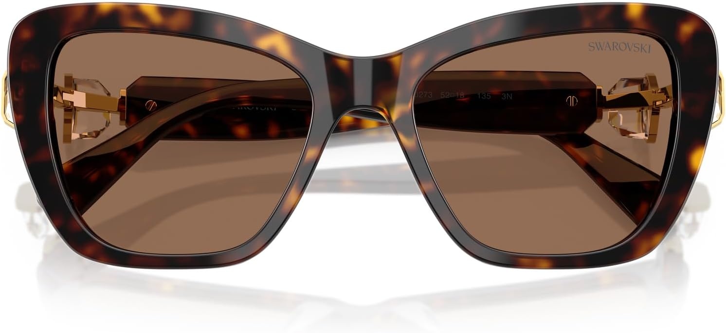 image:imageSwarovski Womens Sk6018 Butterfly SunglassesHavanaDark Brown