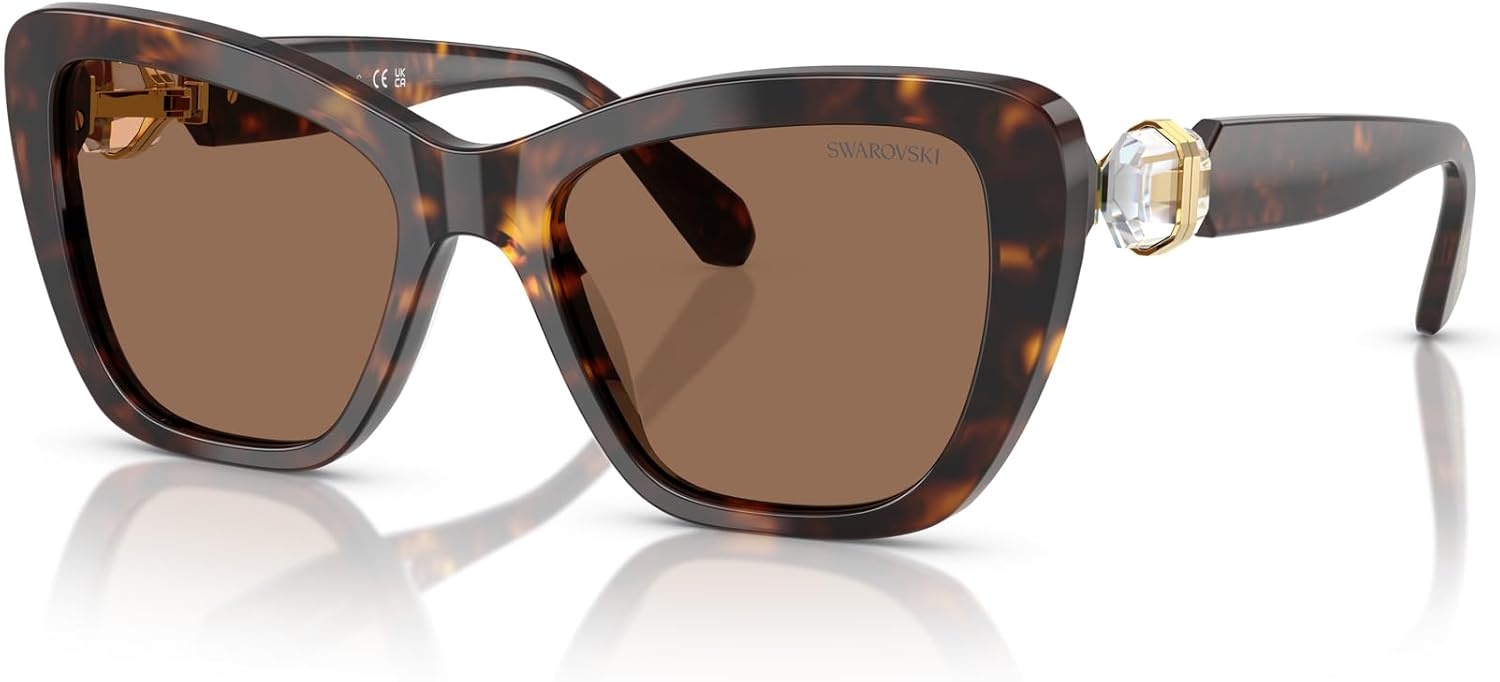 image:imageSwarovski Womens Sk6018 Butterfly SunglassesHavanaDark Brown
