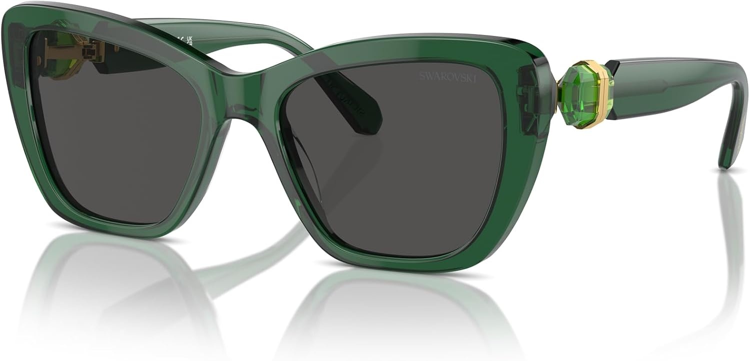 image:imageSwarovski Womens Sk6018 Butterfly SunglassesTransparent Dark GreenDark Grey