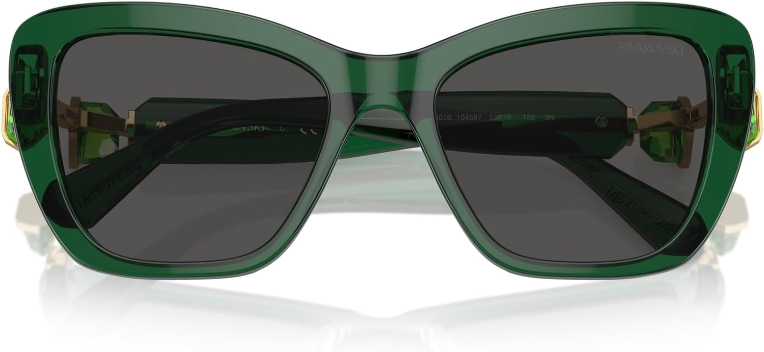 image:imageSwarovski Womens Sk6018 Butterfly SunglassesTransparent Dark GreenDark Grey