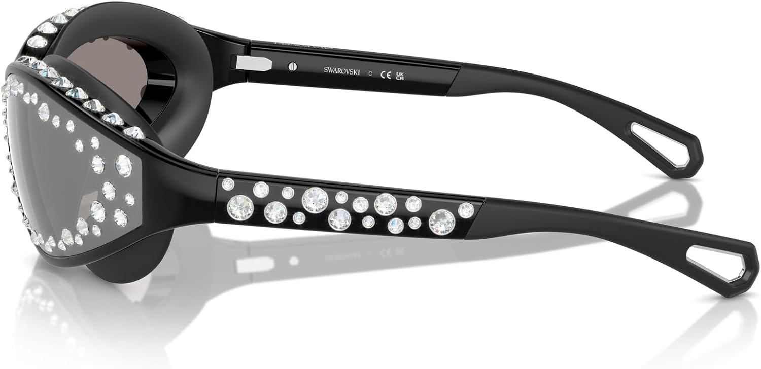 image:imageSwarovski Womens Sk6024 Oval SunglassesMilky WhiteGrey Mirrored Black