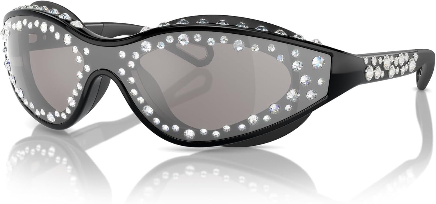 image:imageSwarovski Womens Sk6024 Oval SunglassesMilky WhiteGrey Mirrored Black