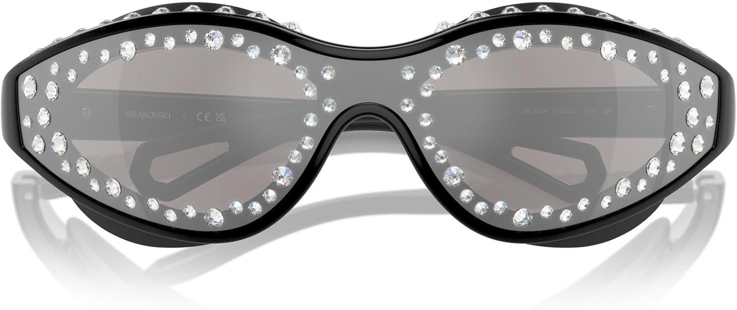 image:imageSwarovski Womens Sk6024 Oval SunglassesMilky WhiteGrey Mirrored Black