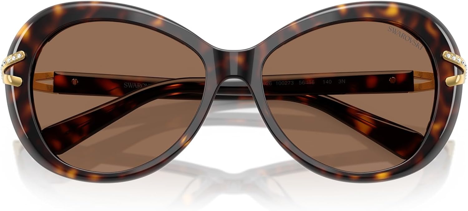 image:imageSwarovski Womens Sk6026 Butterfly SunglassesHavanaDark Brown