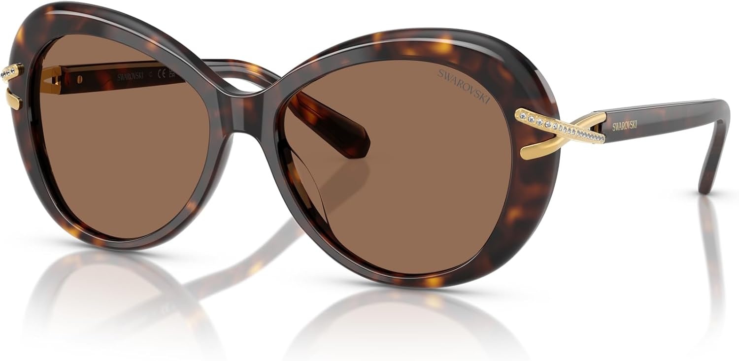 image:imageSwarovski Womens Sk6026 Butterfly SunglassesHavanaDark Brown