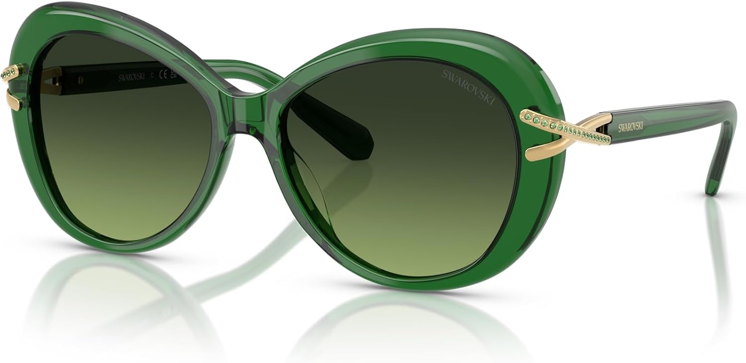 image:imageSwarovski Womens Sk6026 Butterfly SunglassesTransparent GreenGreen Gradient