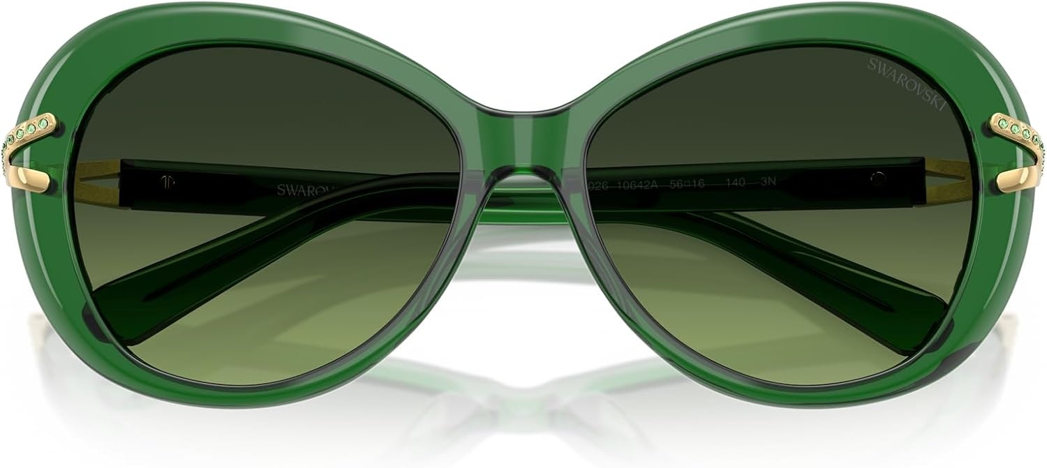 image:imageSwarovski Womens Sk6026 Butterfly SunglassesTransparent GreenGreen Gradient