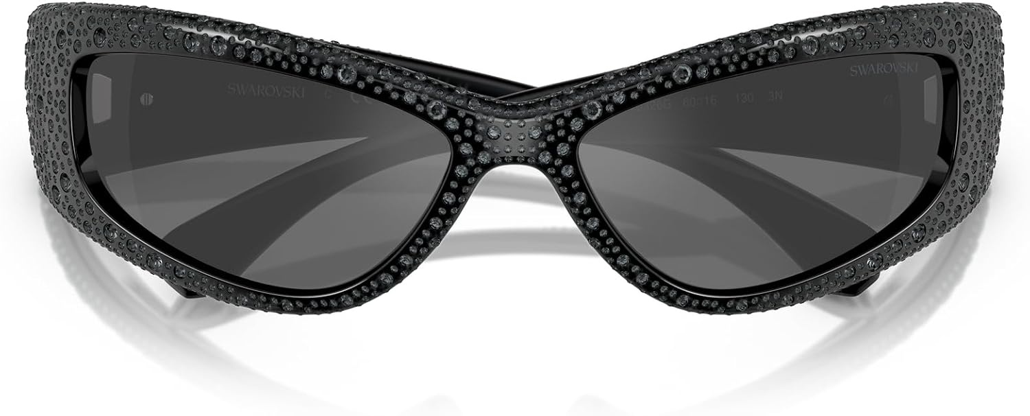 image:imageSwarovski Womens Sk6027 Rectangular SunglassesBlackGrey Mirrored Black