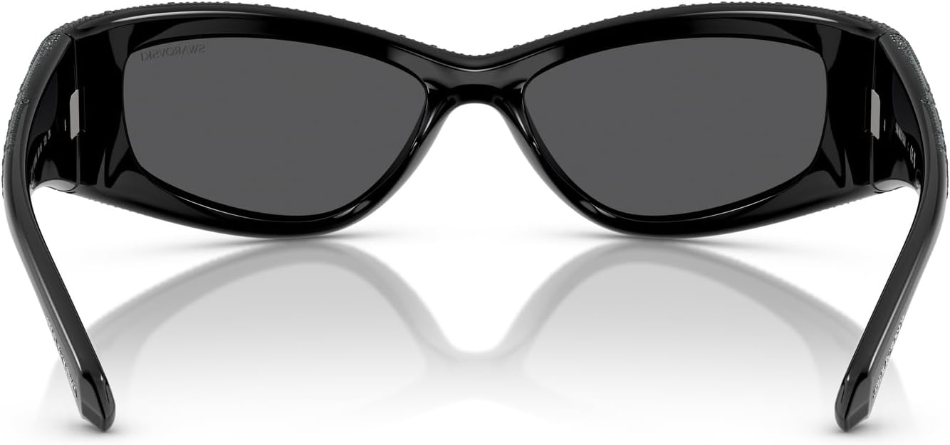 image:imageSwarovski Womens Sk6027 Rectangular SunglassesBlackGrey Mirrored Black