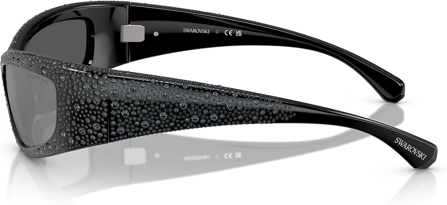 image:imageSwarovski Womens Sk6027 Rectangular SunglassesBlackGrey Mirrored Black