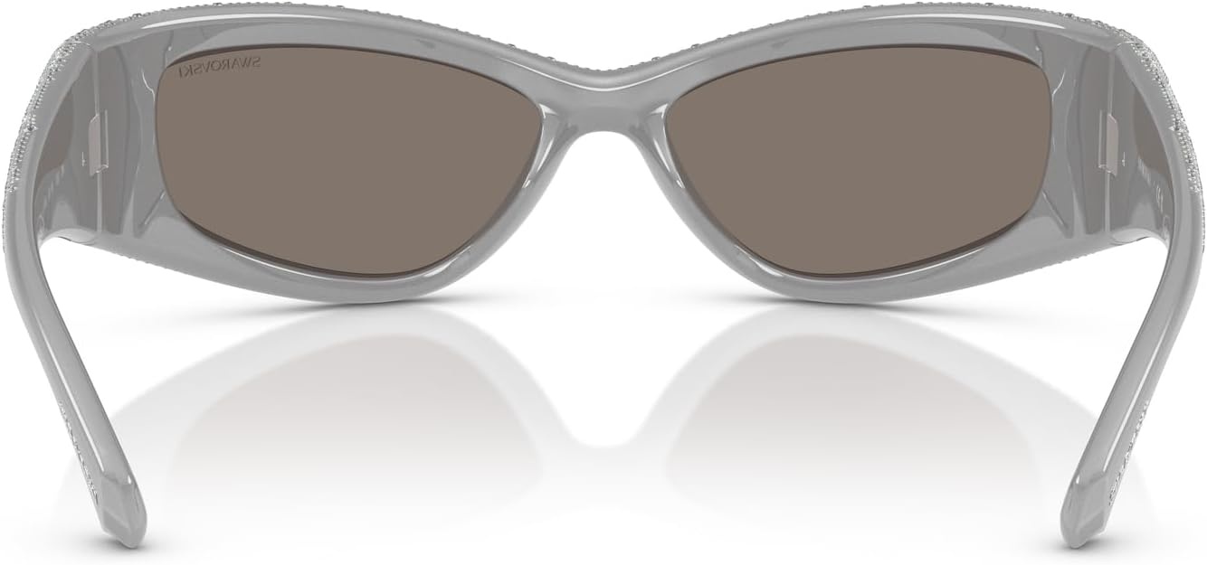image:imageSwarovski Womens Sk6027 Rectangular SunglassesLight GreyLight Grey Mirrored Silver