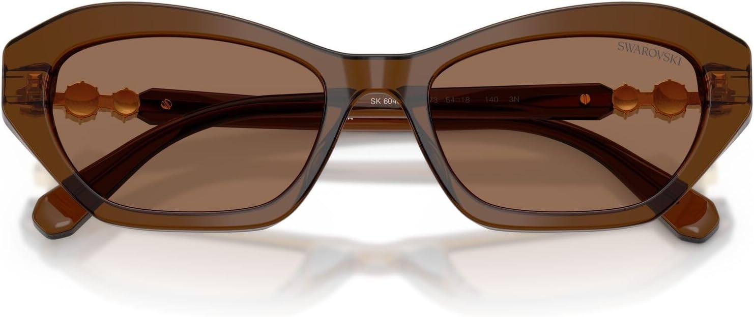 image:imageSwarovski Womens Sk6048f Low Bridge FitTransparent BrownDark Brown