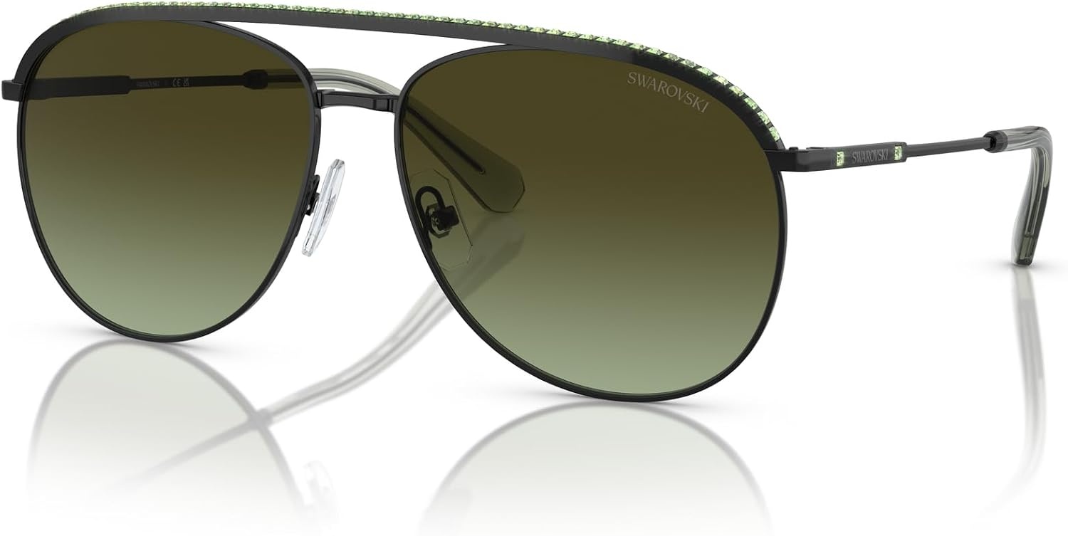 image:imageSwarovski Womens Sk7005 Aviator SunglassesBlackGreen Gradient Brown