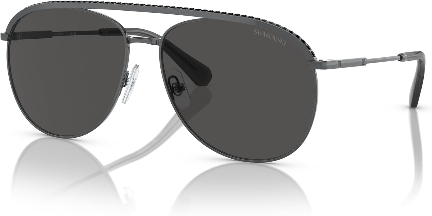 image:imageSwarovski Womens Sk7005 Aviator SunglassesDark SilverDark Grey