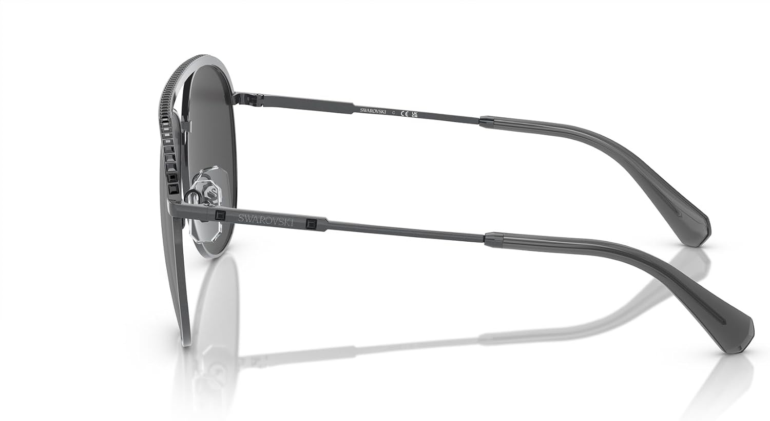 image:imageSwarovski Womens Sk7005 Aviator SunglassesDark SilverDark Grey