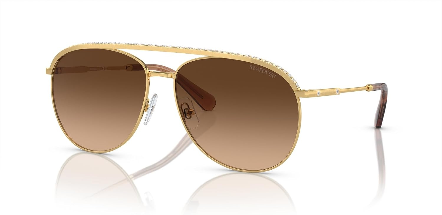 image:imageSwarovski Womens Sk7005 Aviator SunglassesGoldGradient Brown