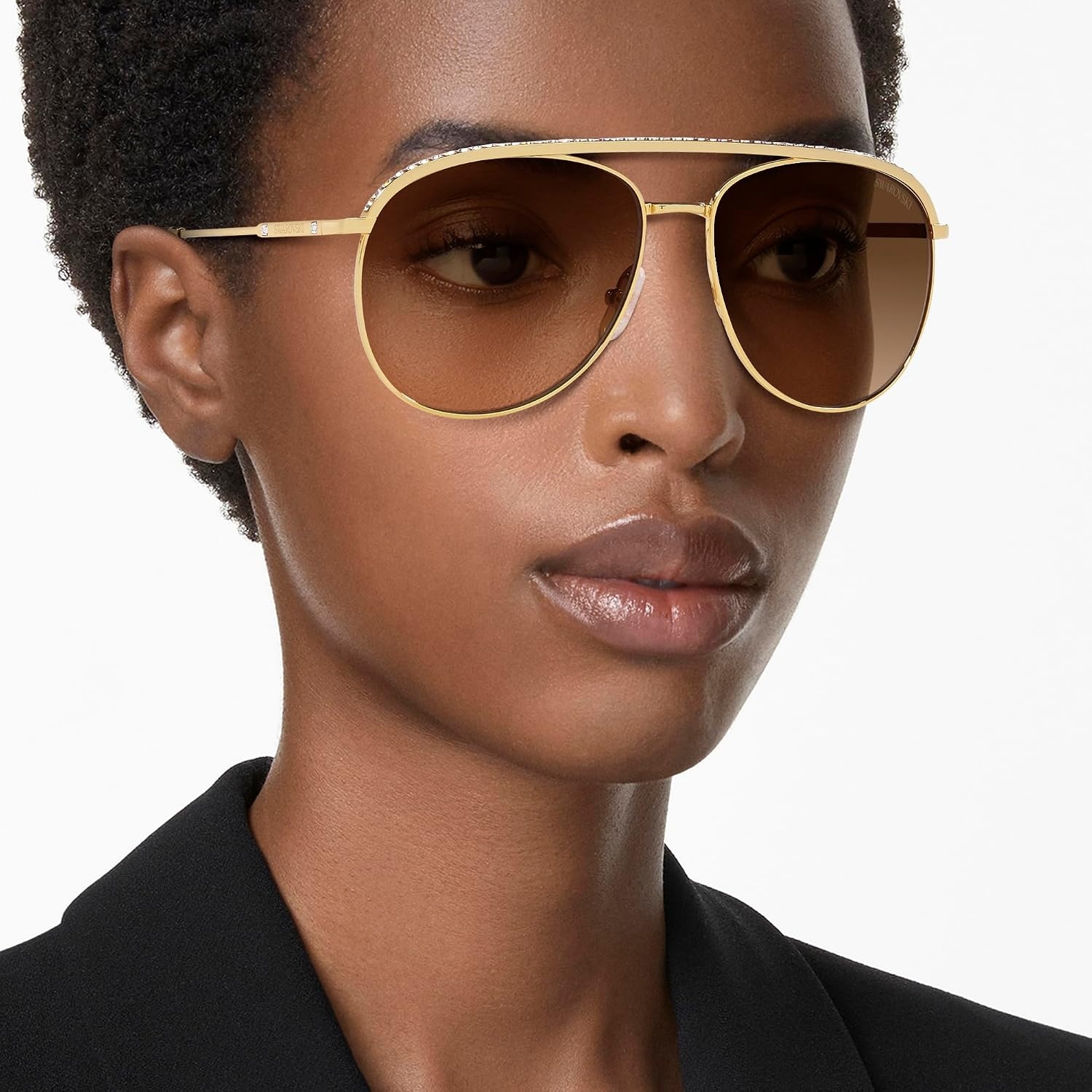 image:imageSwarovski Womens Sk7005 Aviator SunglassesGoldGradient Brown