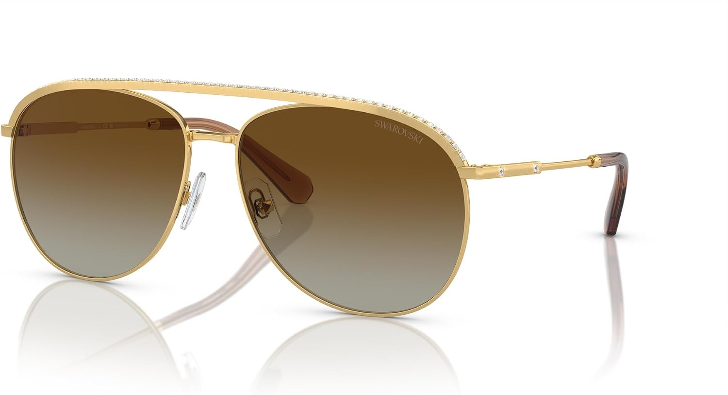 image:imageSwarovski Womens Sk7005 Aviator SunglassesGoldPolarized Gradient Brown