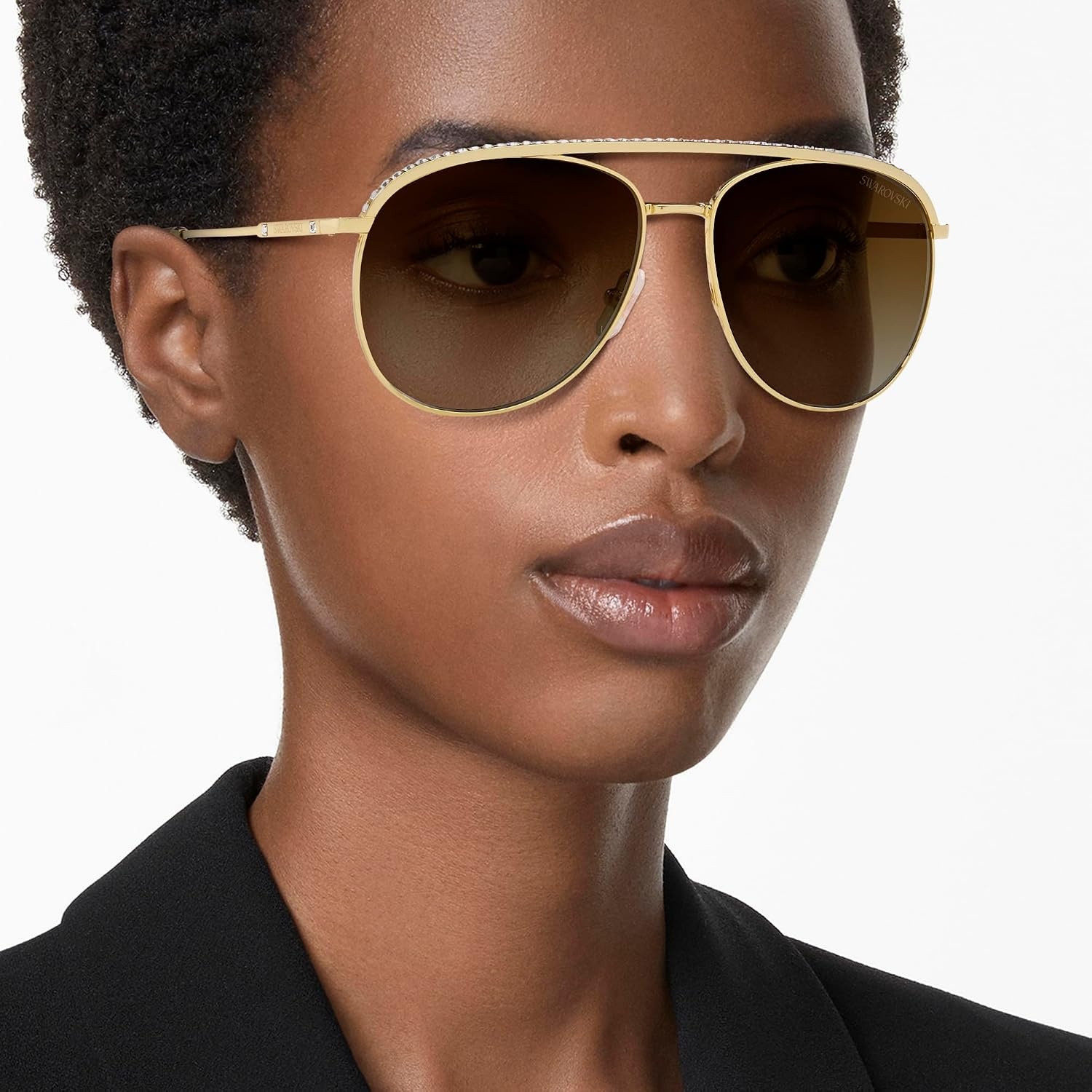image:imageSwarovski Womens Sk7005 Aviator SunglassesGoldPolarized Gradient Brown