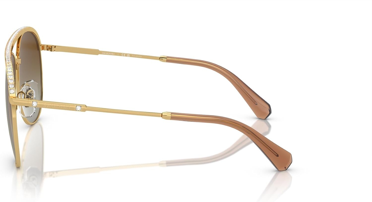 image:imageSwarovski Womens Sk7005 Aviator SunglassesGoldPolarized Gradient Brown