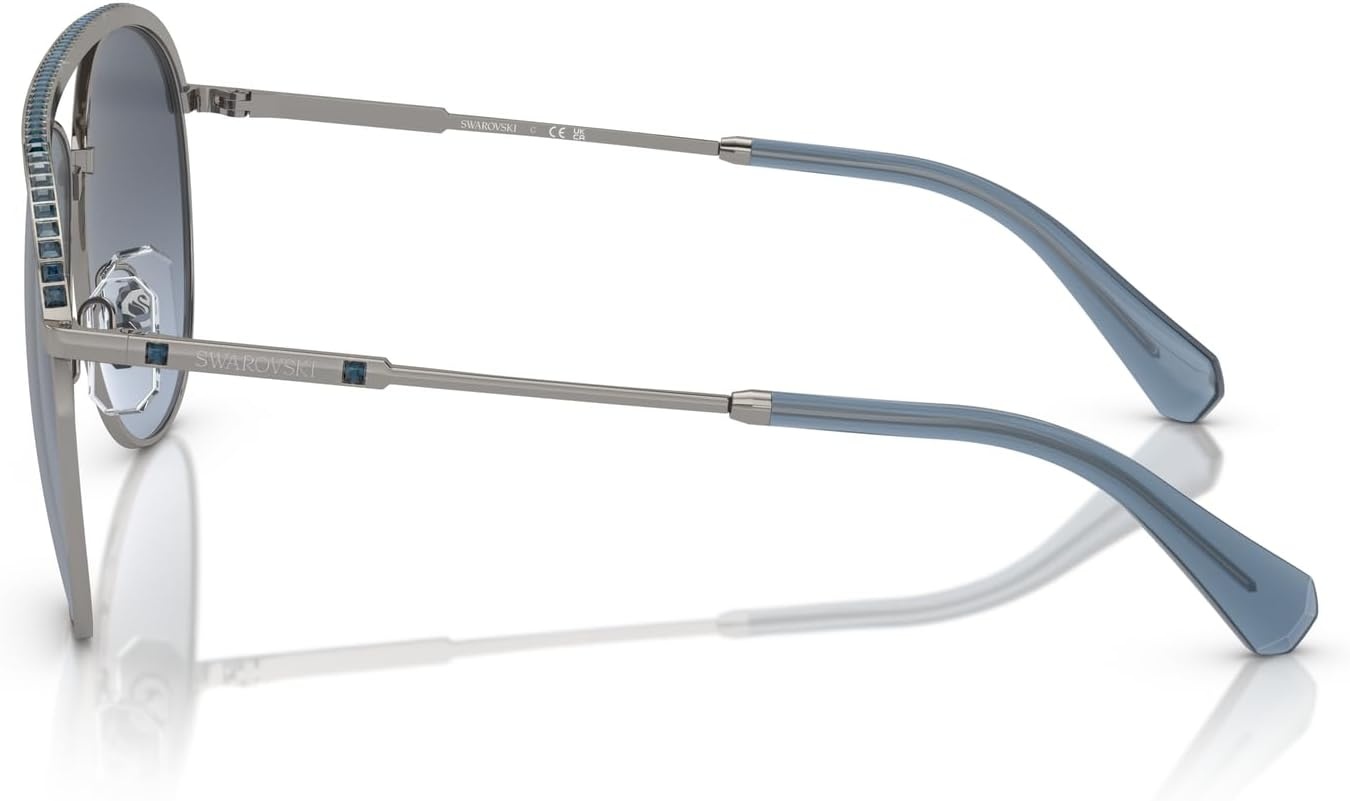 image:imageSwarovski Womens Sk7005 Aviator SunglassesGunmetalBlue Gradient Grey