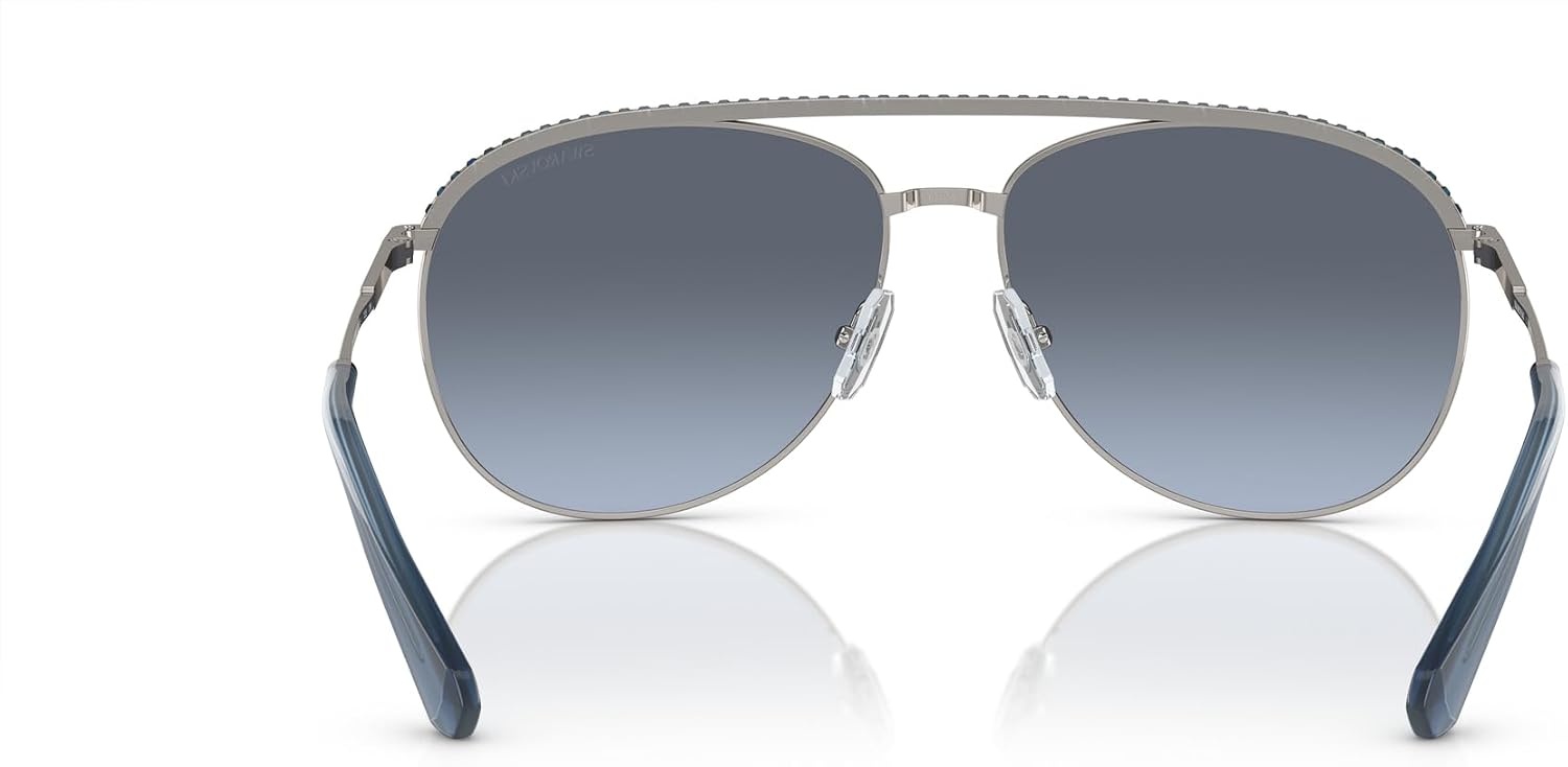 image:imageSwarovski Womens Sk7005 Aviator SunglassesGunmetalBlue Gradient Grey