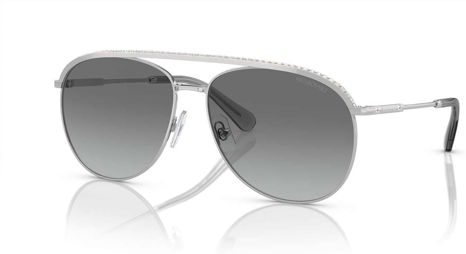 image:imageSwarovski Womens Sk7005 Aviator SunglassesSilverGradient Grey