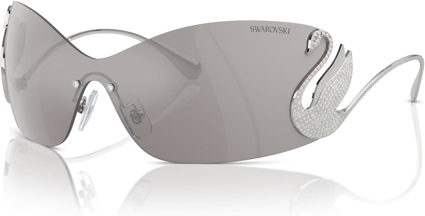 image:imageSwarovski Womens Sk7020 Oval SunglassesSilverLight Grey Mirrored Silver