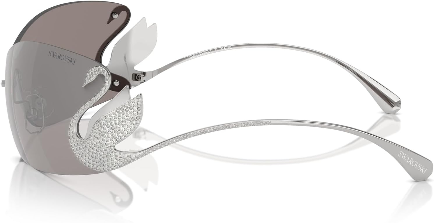 image:imageSwarovski Womens Sk7020 Oval SunglassesSilverLight Grey Mirrored Silver