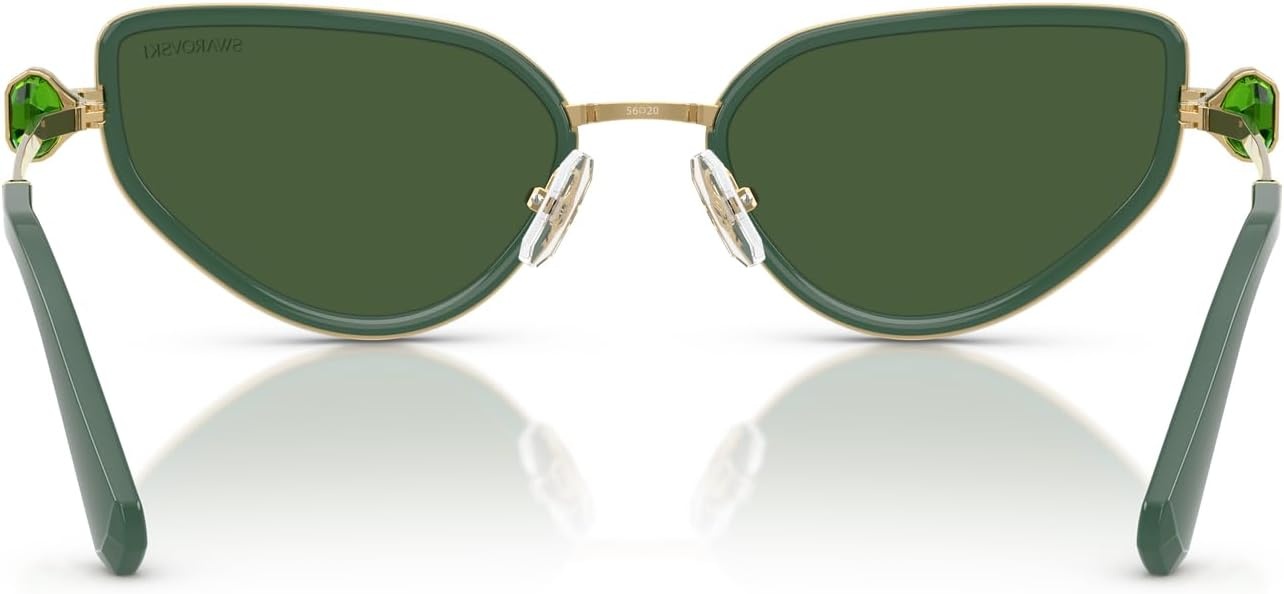 image:imageSwarovski Womens Sk7027 Cat Eye SunglassesGoldDark GreenDark Green