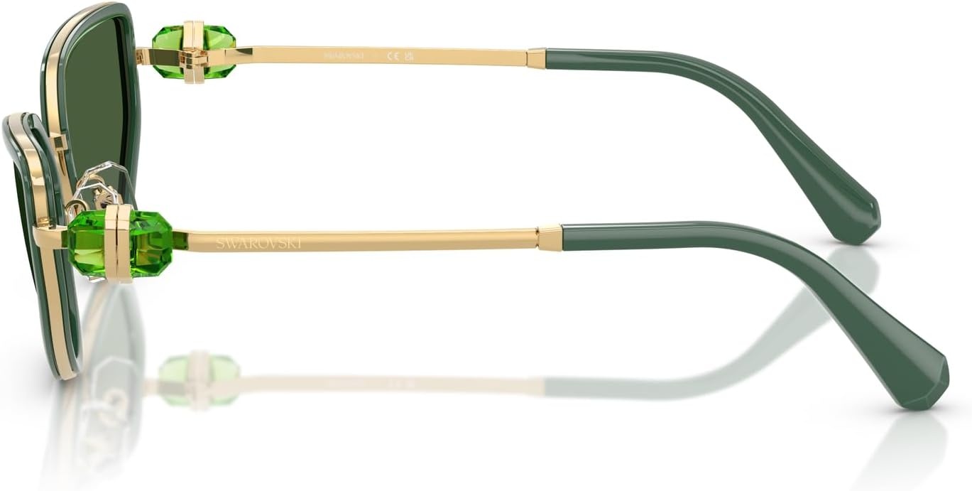 image:imageSwarovski Womens Sk7027 Cat Eye SunglassesGoldDark GreenDark Green