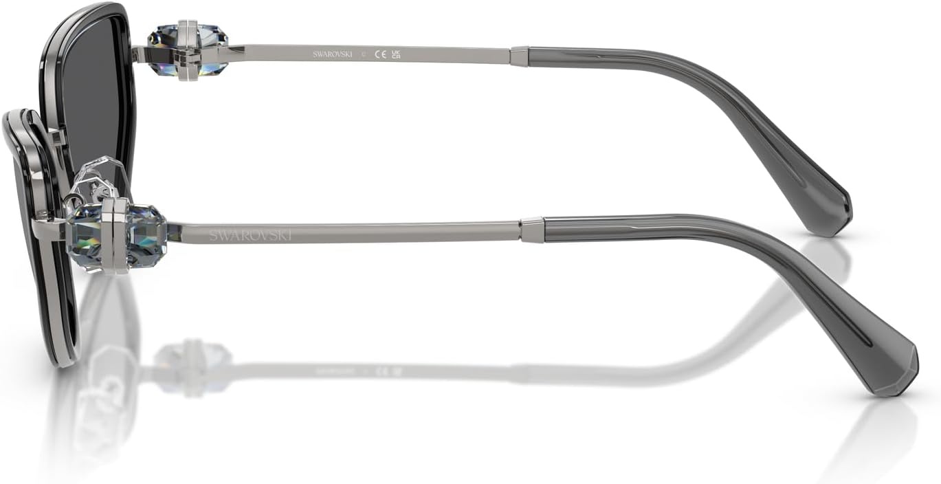 image:imageSwarovski Womens Sk7027 Cat Eye SunglassesGunmetalBlackGrey Mirrored Black