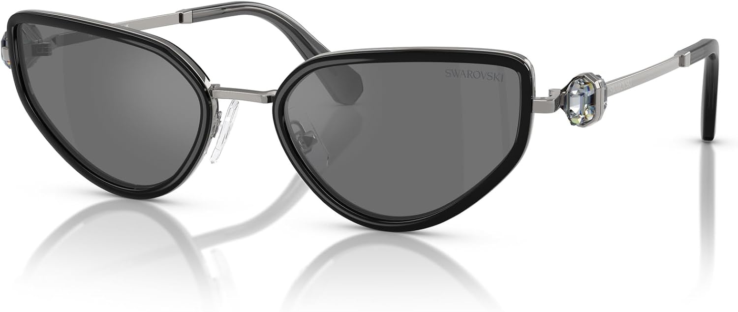 image:imageSwarovski Womens Sk7027 Cat Eye SunglassesGunmetalBlackGrey Mirrored Black