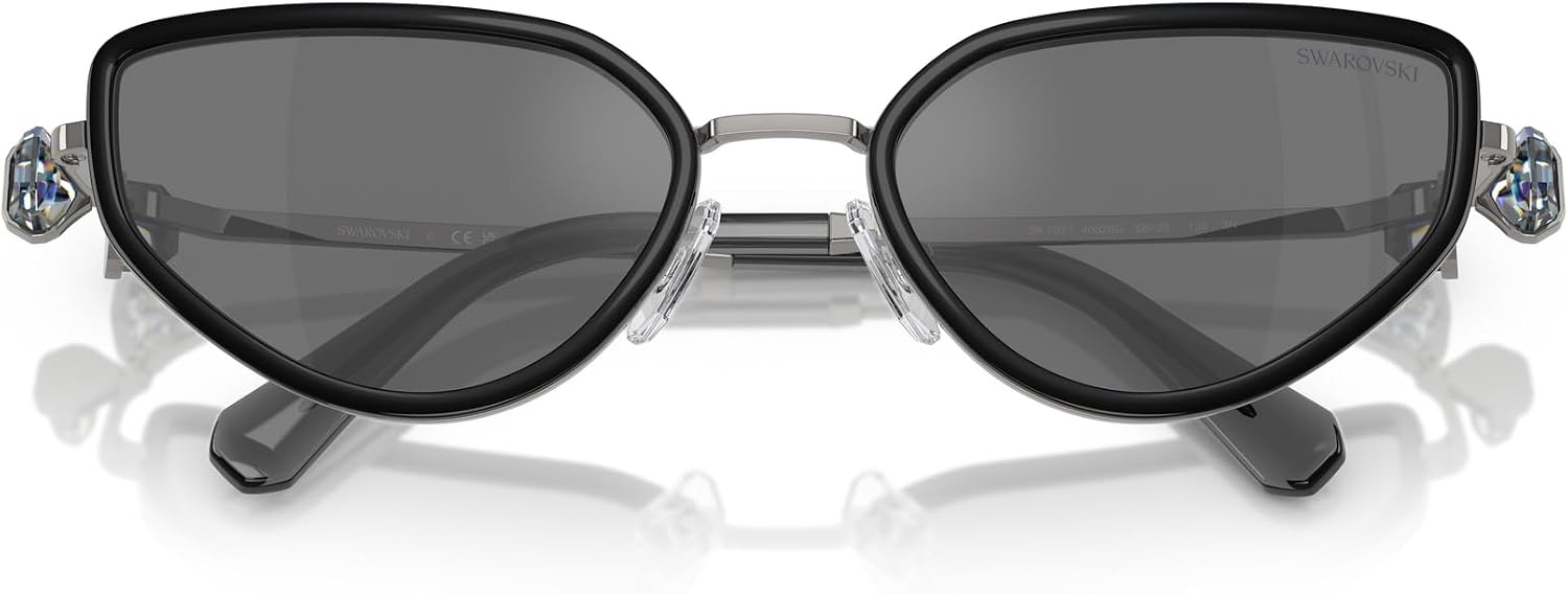 image:imageSwarovski Womens Sk7027 Cat Eye SunglassesGunmetalBlackGrey Mirrored Black