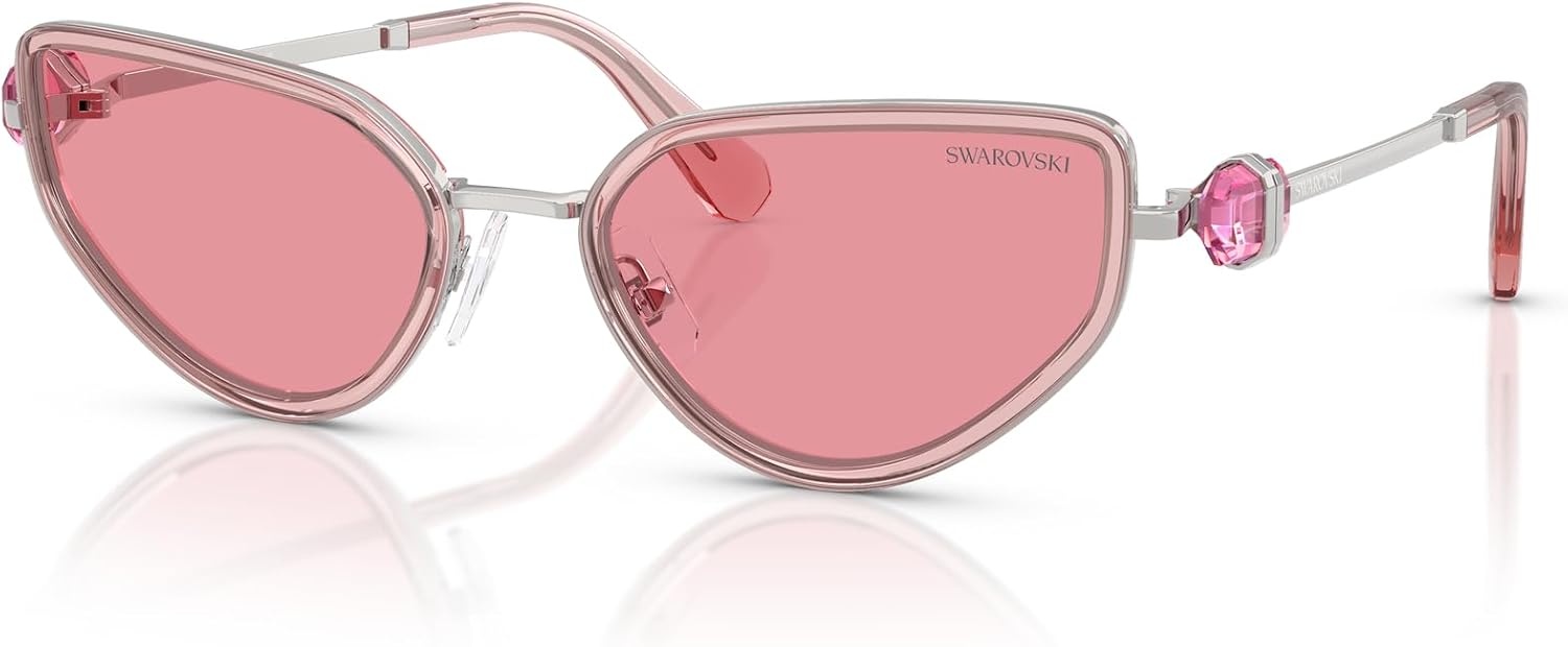 image:imageSwarovski Womens Sk7027 Cat Eye SunglassesSilverPinkPink