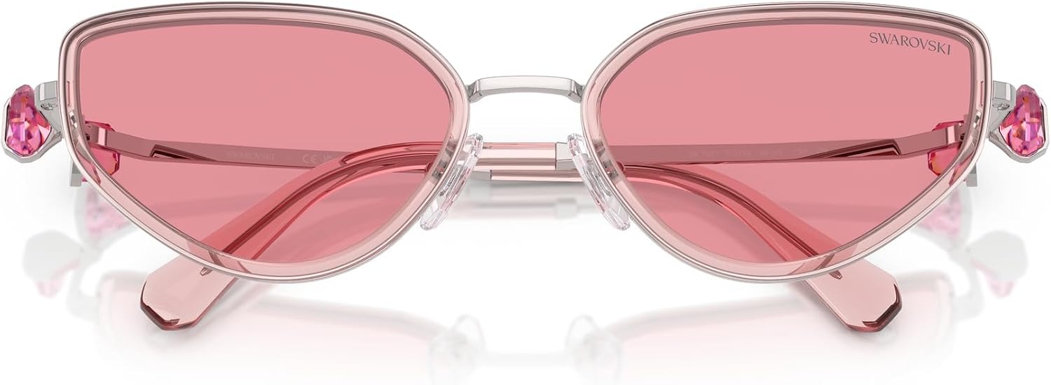 image:imageSwarovski Womens Sk7027 Cat Eye SunglassesSilverPinkPink