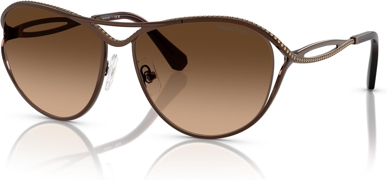 image:imageSwarovski Womens Sk7028 Aviator SunglassesBrownBrown Gradient