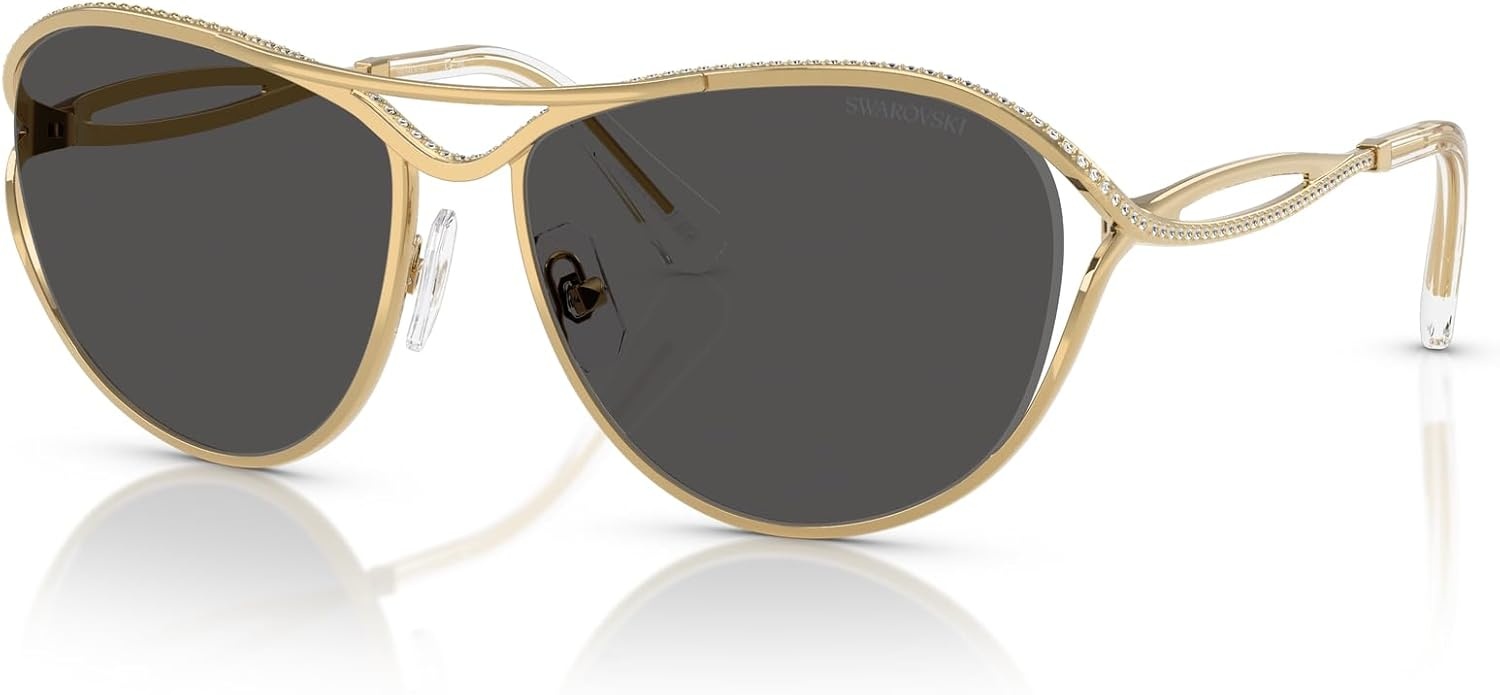 image:imageSwarovski Womens Sk7028 Aviator SunglassesGoldDark Grey