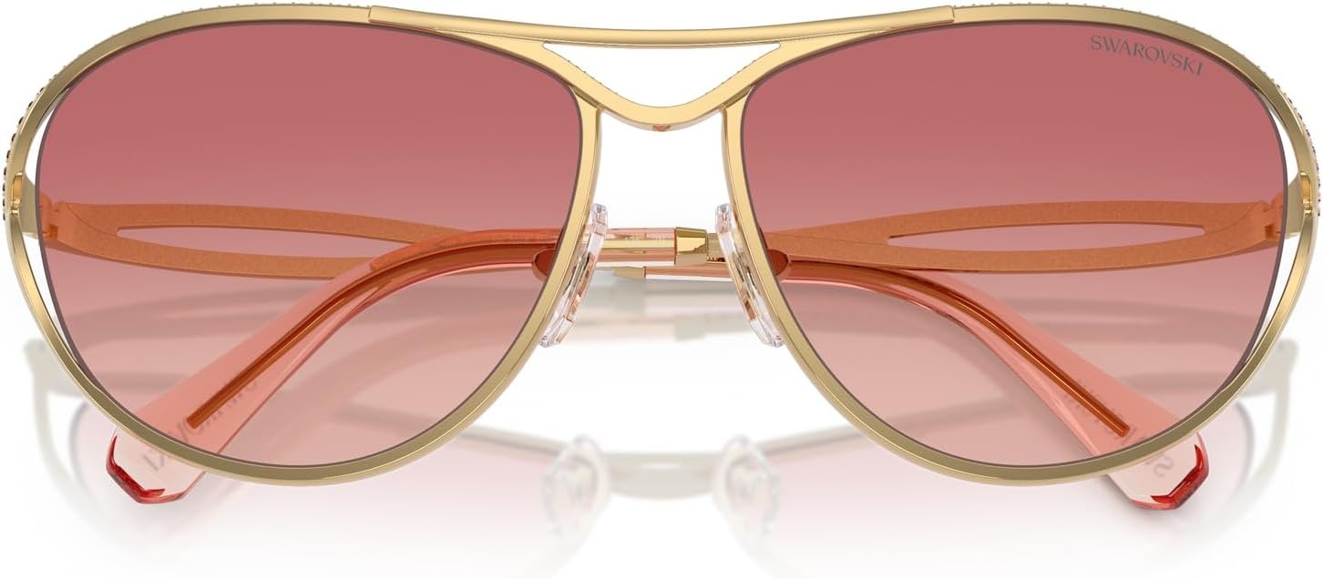 image:imageSwarovski Womens Sk7028 Aviator SunglassesGoldPink Gradient Red
