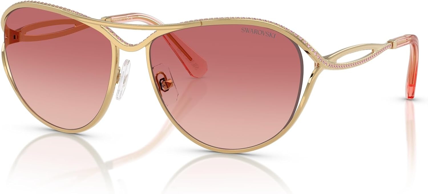 image:imageSwarovski Womens Sk7028 Aviator SunglassesGoldPink Gradient Red