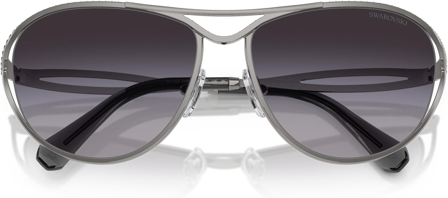 image:imageSwarovski Womens Sk7028 Aviator SunglassesGunmetalGrey Gradient