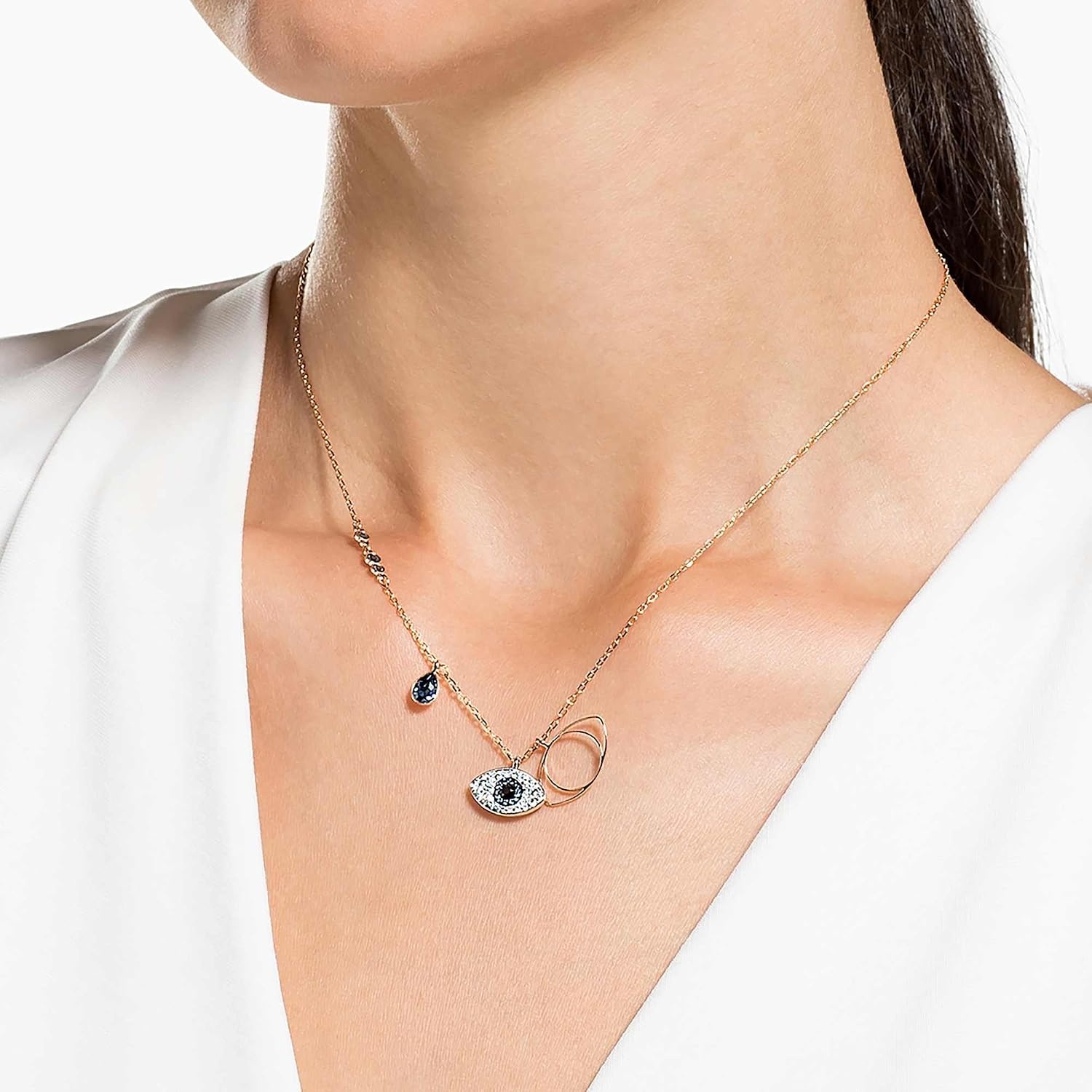 image:imageSwarovski Womens Symbolica Evil Eye Pendant Necklace Blue Mixed Metal Finish