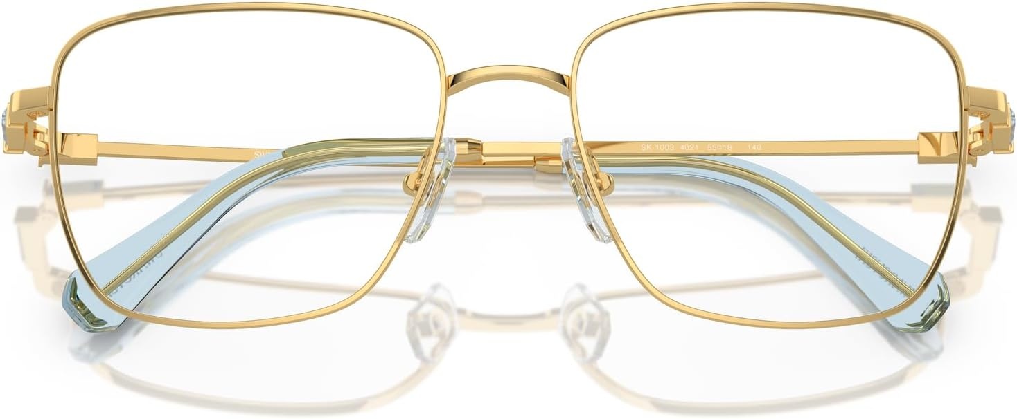image:imageSwarovski womens Sk1003 Square Prescription Eyewear FramesGoldBlueDemo Lens