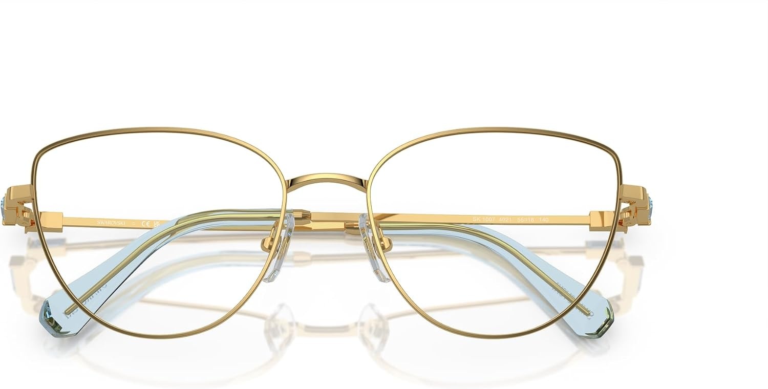 image:imageSwarovski womens Sk1007 Cat Eye Prescription Eyewear FramesGoldBlueDemo Lens