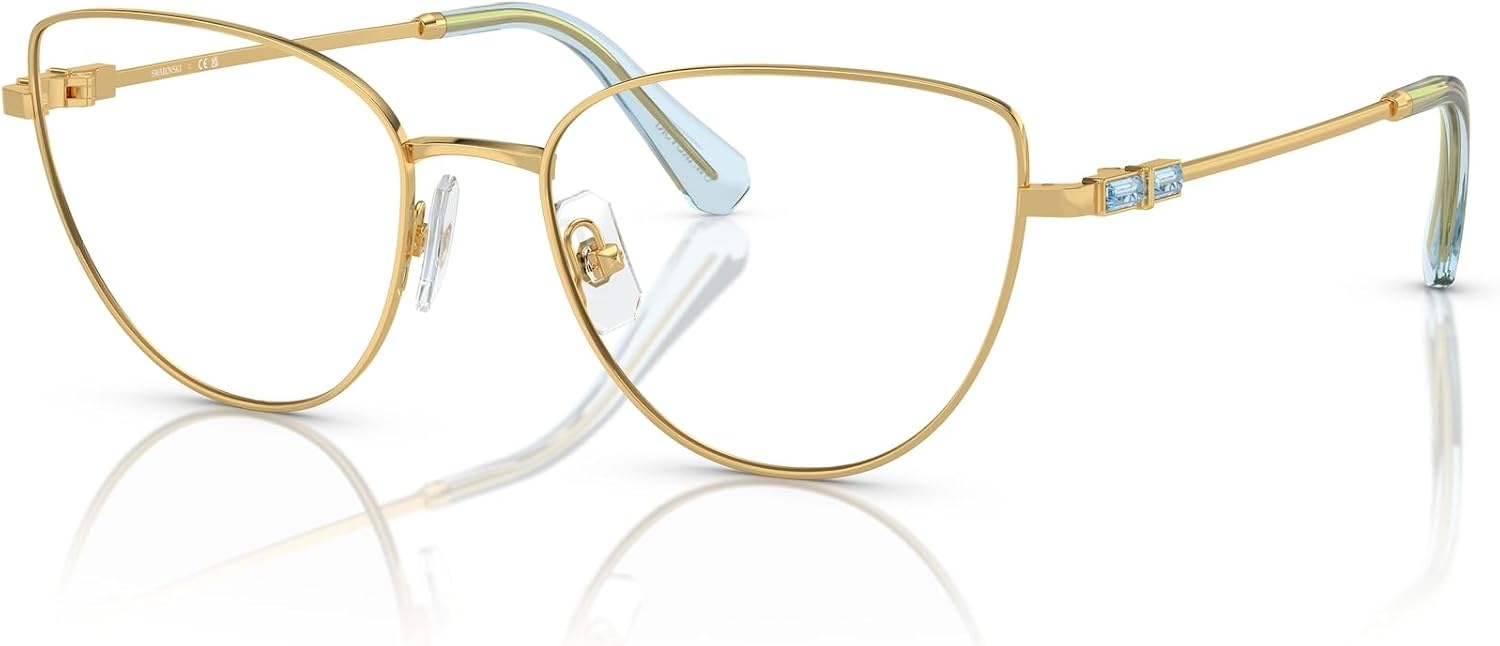 image:imageSwarovski womens Sk1007 Cat Eye Prescription Eyewear FramesGoldBlueDemo Lens