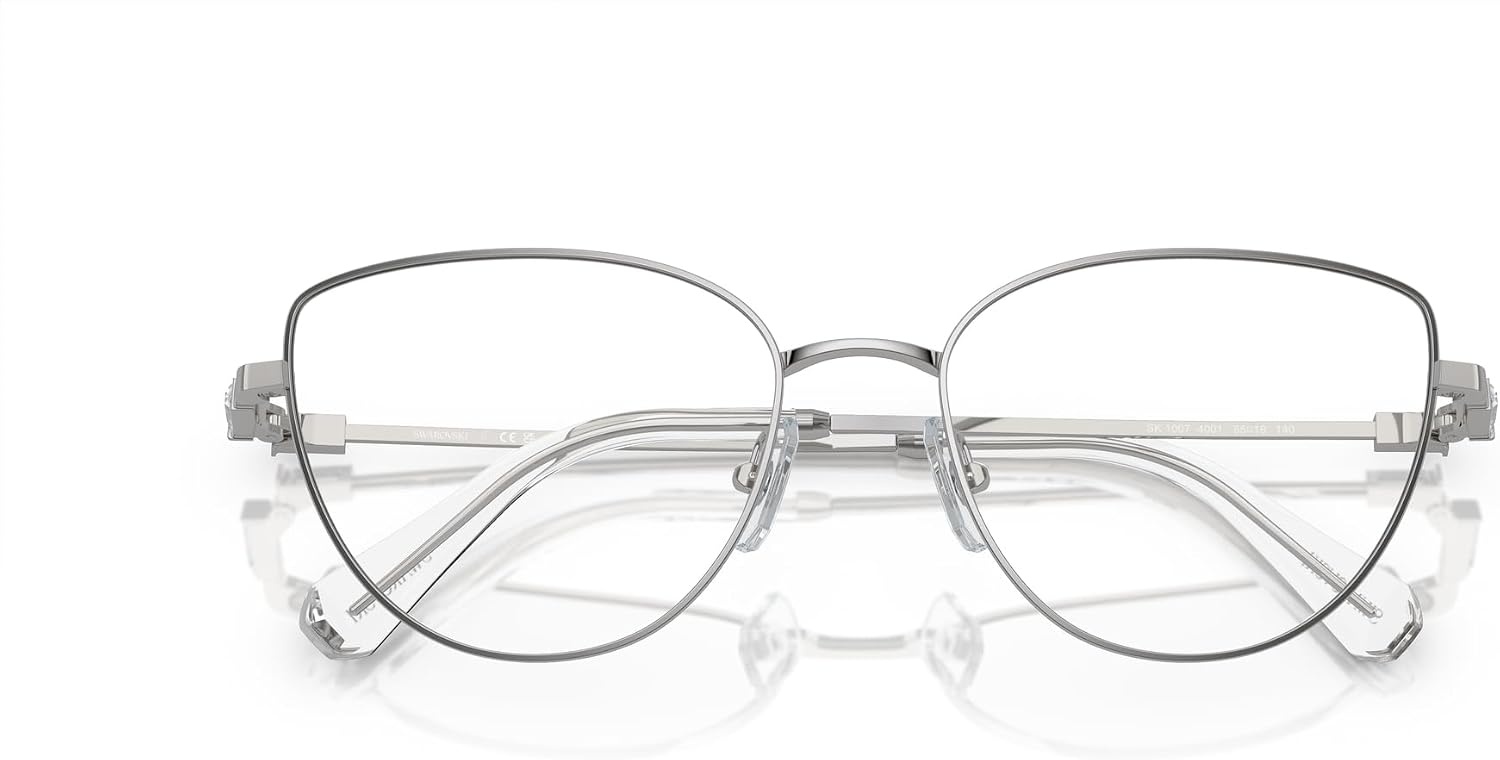 image:imageSwarovski womens Sk1007 Cat Eye Prescription Eyewear FramesSilverDemo Lens