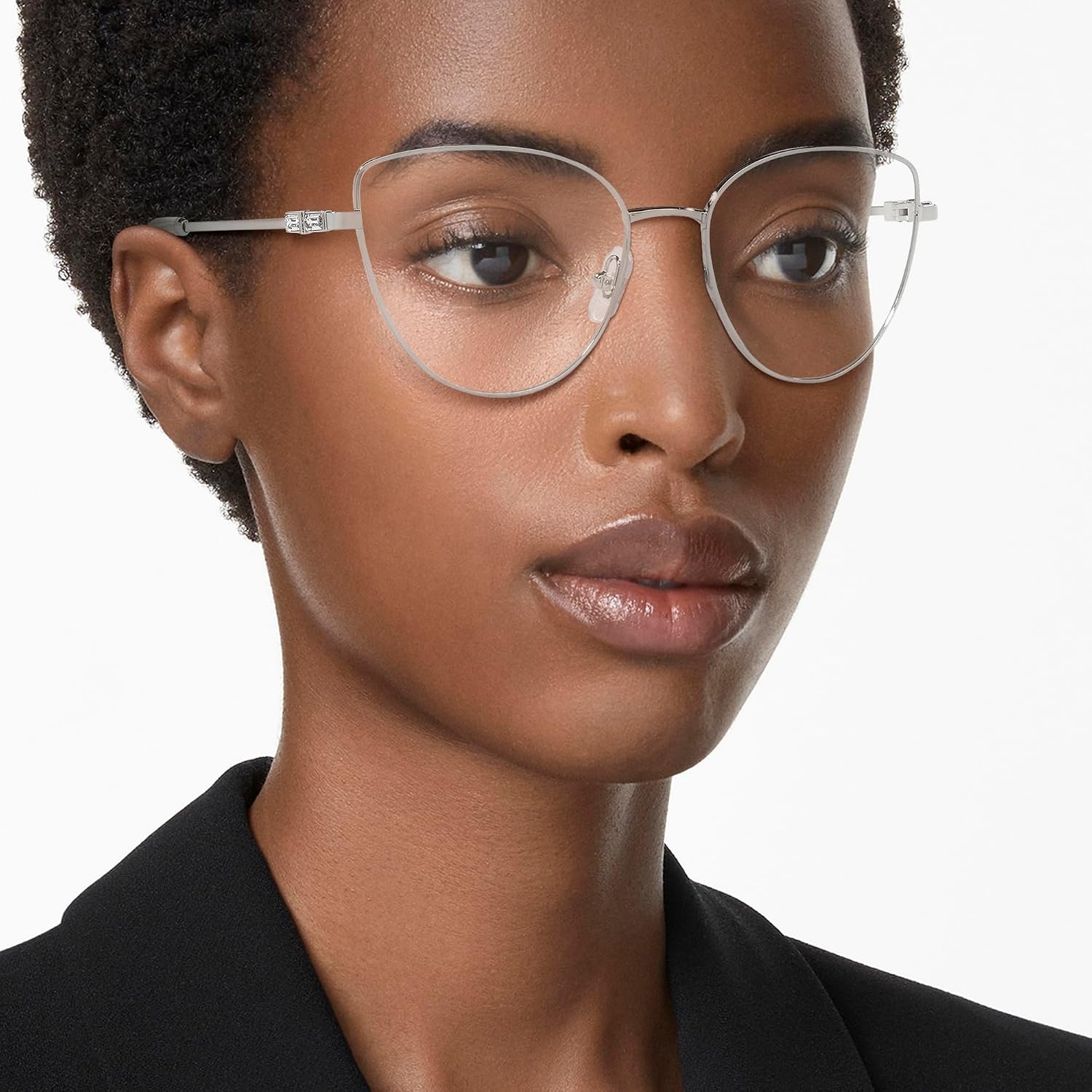 image:imageSwarovski womens Sk1007 Cat Eye Prescription Eyewear FramesSilverDemo Lens